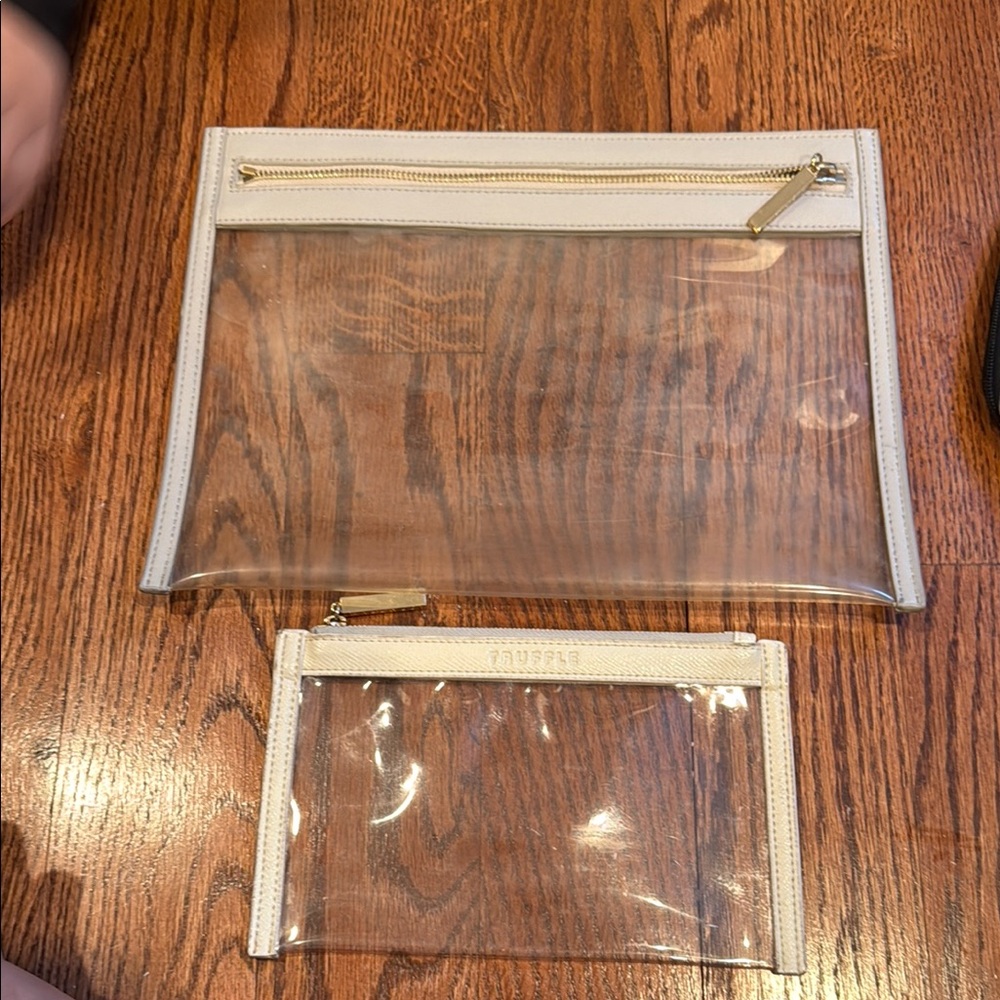 Truffle clarity Clear and Cream Zipper Pouch Set